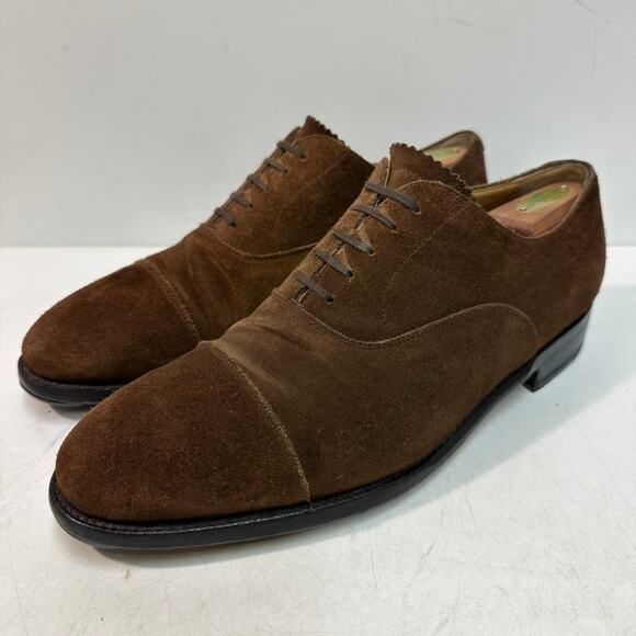 NEW HEELS Morjas The Oxford Snuff Suede Cap Toe Handmade in Spain US 11.5 - Picture 1 of 13